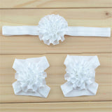 Maxbell 3Pcs Baby Infant Headband Foot Flower Elastic Hair Band Accessories White