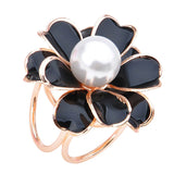 Maxbell Women's Fashion 3-Ring Flower Pearl Scarf Buckle Brooches Ring Clip Jewelry