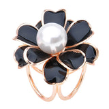 Maxbell Women's Fashion 3-Ring Flower Pearl Scarf Buckle Brooches Ring Clip Jewelry