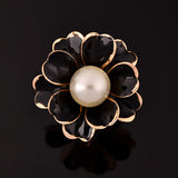 Maxbell Women's Fashion 3-Ring Flower Pearl Scarf Buckle Brooches Ring Clip Jewelry