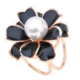 Maxbell Women's Fashion 3-Ring Flower Pearl Scarf Buckle Brooches Ring Clip Jewelry