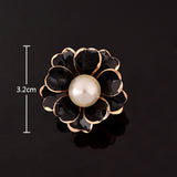 Maxbell Women's Fashion 3-Ring Flower Pearl Scarf Buckle Brooches Ring Clip Jewelry