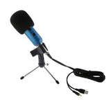 Maxbell Computer Condenser Microphone PC Recording Mic w/ Stand Blue Silver