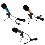 Maxbell Computer Condenser Microphone PC Recording Mic w/ Stand Blue Silver