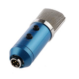 Maxbell Computer Condenser Microphone PC Recording Mic w/ Stand Blue Silver