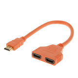 Maxbell 1080P HD HDMI Port Male to 2 Female 1 In 2 Out Splitter Cable Adapter Orange