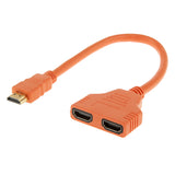 Maxbell 1080P HD HDMI Port Male to 2 Female 1 In 2 Out Splitter Cable Adapter Orange