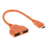 Maxbell 1080P HD HDMI Port Male to 2 Female 1 In 2 Out Splitter Cable Adapter Orange