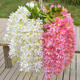 Maxbell 2Pcs Bunch Silk Hanging Plants Artificial Lilac Flower Garland Decor Pink