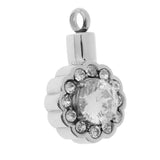 Maxbell Rhinestone Paved Heart Cremation Jewelry Urn Locket Pendant Ash Memorial White