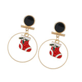 Maxbell Loop Ring Dangle Christmas Themed Earrings Festival Jewelry Charms Boots