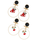 Maxbell Loop Ring Dangle Christmas Themed Earrings Festival Jewelry Charms Boots