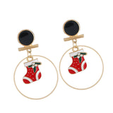 Maxbell Loop Ring Dangle Christmas Themed Earrings Festival Jewelry Charms Boots