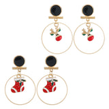 Maxbell Loop Ring Dangle Christmas Themed Earrings Festival Jewelry Charms Boots