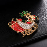 Maxbell Crystal Christmas Wreath Flower Boot Pin Brooch Jewelry Christmas Car