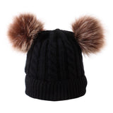 Maxbell Baby Warm Knit Hat Infant Pom Pom Beanie Photography Fur Ski Cap Black