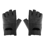 Maxbell Mens Outdoor Black Soft Leather Driving Motorcycle Biker Fingerless Gloves