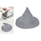 Maxbell Halloween Witch Hat Modern Knitting Cap Party Outfit Accessories Light grey