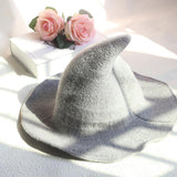 Maxbell Halloween Witch Hat Modern Knitting Cap Party Outfit Accessories Light grey