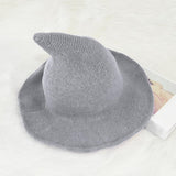 Maxbell Halloween Witch Hat Modern Knitting Cap Party Outfit Accessories Light grey