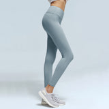 Maxbell Womens Seamless Yoga Pants High Waist Push Up Leggings Light Blue XS