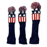 Maxbell 3pcs Golf Pom Pom Knit Headcover Fairway Woods Driver Hybrid Head Covers 03