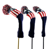 Maxbell 3pcs Golf Pom Pom Knit Headcover Fairway Woods Driver Hybrid Head Covers 03