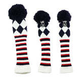 Maxbell 3pcs Golf Knitted Club Head Covers Driver, Fairway Headcover Black White