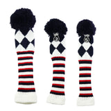 Maxbell 3pcs Golf Knitted Club Head Covers Driver, Fairway Headcover Black White