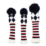 Maxbell 3pcs Golf Knitted Club Head Covers Driver, Fairway Headcover Black White