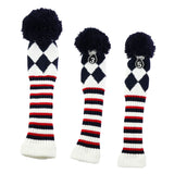 Maxbell 3pcs Golf Knitted Club Head Covers Driver, Fairway Headcover Black White