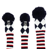 Maxbell 3pcs Golf Knitted Club Head Covers Driver, Fairway Headcover Black White