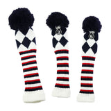 Maxbell 3pcs Golf Knitted Club Head Covers Driver, Fairway Headcover Black White