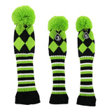 Maxbell 3pcs Golf Knitted Club Head Covers Driver, Fairway Headcover Green