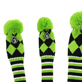 Maxbell 3pcs Golf Knitted Club Head Covers Driver, Fairway Headcover Green