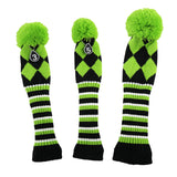 Maxbell 3pcs Golf Knitted Club Head Covers Driver, Fairway Headcover Green