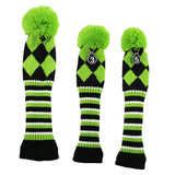 Maxbell 3pcs Golf Knitted Club Head Covers Driver, Fairway Headcover Green