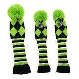 Maxbell 3pcs Golf Knitted Club Head Covers Driver, Fairway Headcover Green