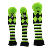 Maxbell 3pcs Golf Knitted Club Head Covers Driver, Fairway Headcover Green