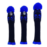 Maxbell 3pcs Golf Knitted Club Head Covers Driver, Fairway Headcover Black Blue