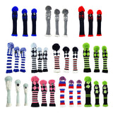 Maxbell 3pcs Golf Knitted Club Head Covers Driver, Fairway Headcover Black Blue