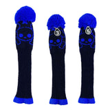 Maxbell 3pcs Golf Knitted Club Head Covers Driver, Fairway Headcover Black Blue