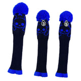 Maxbell 3pcs Golf Knitted Club Head Covers Driver, Fairway Headcover Black Blue