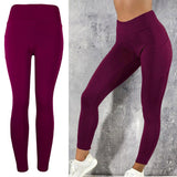 Maxbell Workout Leggings Gym Sportswear Yoga Pants Fitness Tights Trouser Red L