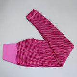 Maxbell Sexy Butt Lifting Leggings Honeycomb High Waisted Workout Tights L Pink