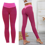 Maxbell Sexy Butt Lifting Leggings Honeycomb High Waisted Workout Tights L Pink