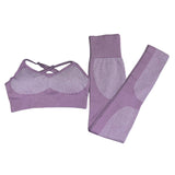 Maxbell Yoga Outfits for Women 2 Piece Set Workout Leggings Sports Bra  L Purple