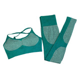 Maxbell Yoga Outfits for Women 2 Piece Set Workout Leggings Sports Bra  L Green