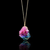 Maxbell Natural Rainbow Stone Pendant Irregular Bling Necklace for Women Jewelry