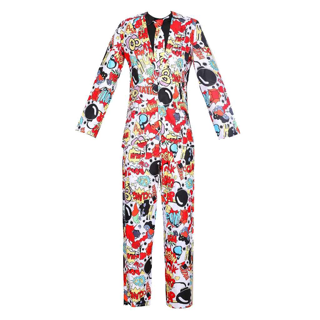 Maxbell Men's Adult Disco Costume 1980s Disco Singer Clothing for Halloween Party XL